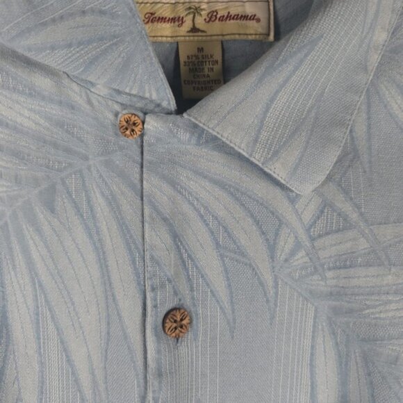 Tommy Bahama SILK Blend SS PALM FERN Print Button up Shirt Textured Size M - Picture 10 of 13